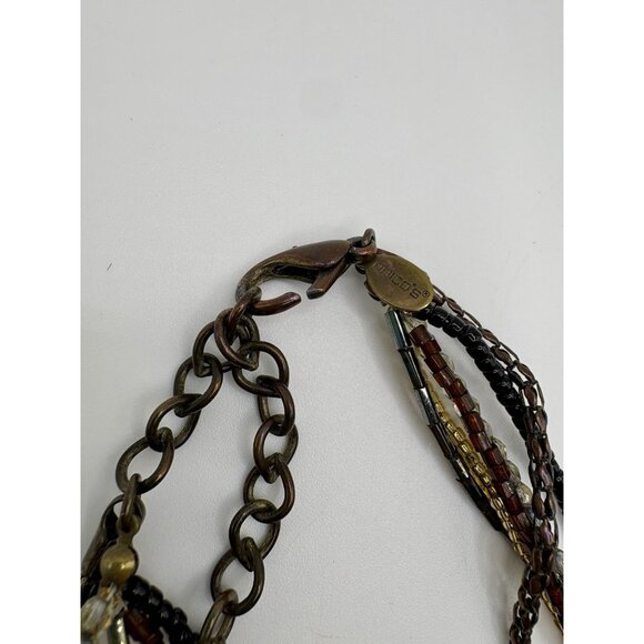 Chico's Multi Strand Beaded Enamel & Rhinestone Pendant Necklace Boho - Picture 5 of 5